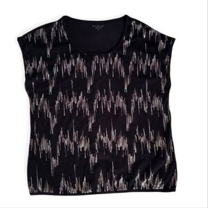 Bay Studio Womens Chic Black Top with Metallic Design